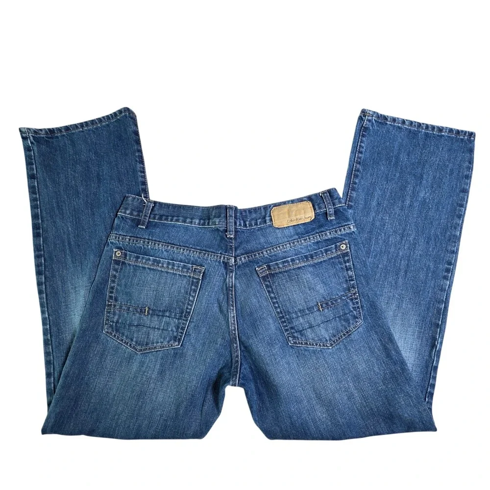 Calvin Klein Jeans Mens 34 Bootcut Medium Wash Blue Denim Pants 0984